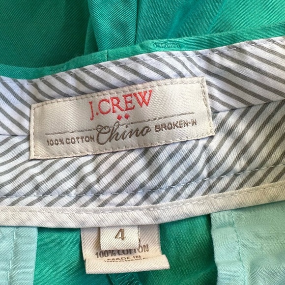 J Crew 100% Cotton Broken In Chino Shorts - Green - Size 4 - Picture 3 of 8